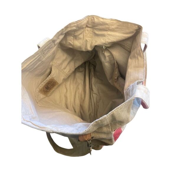 The Barrel Shack Leather Recycled Canvas Tote Patriotic One Size-NWOT - Picture 9 of 16